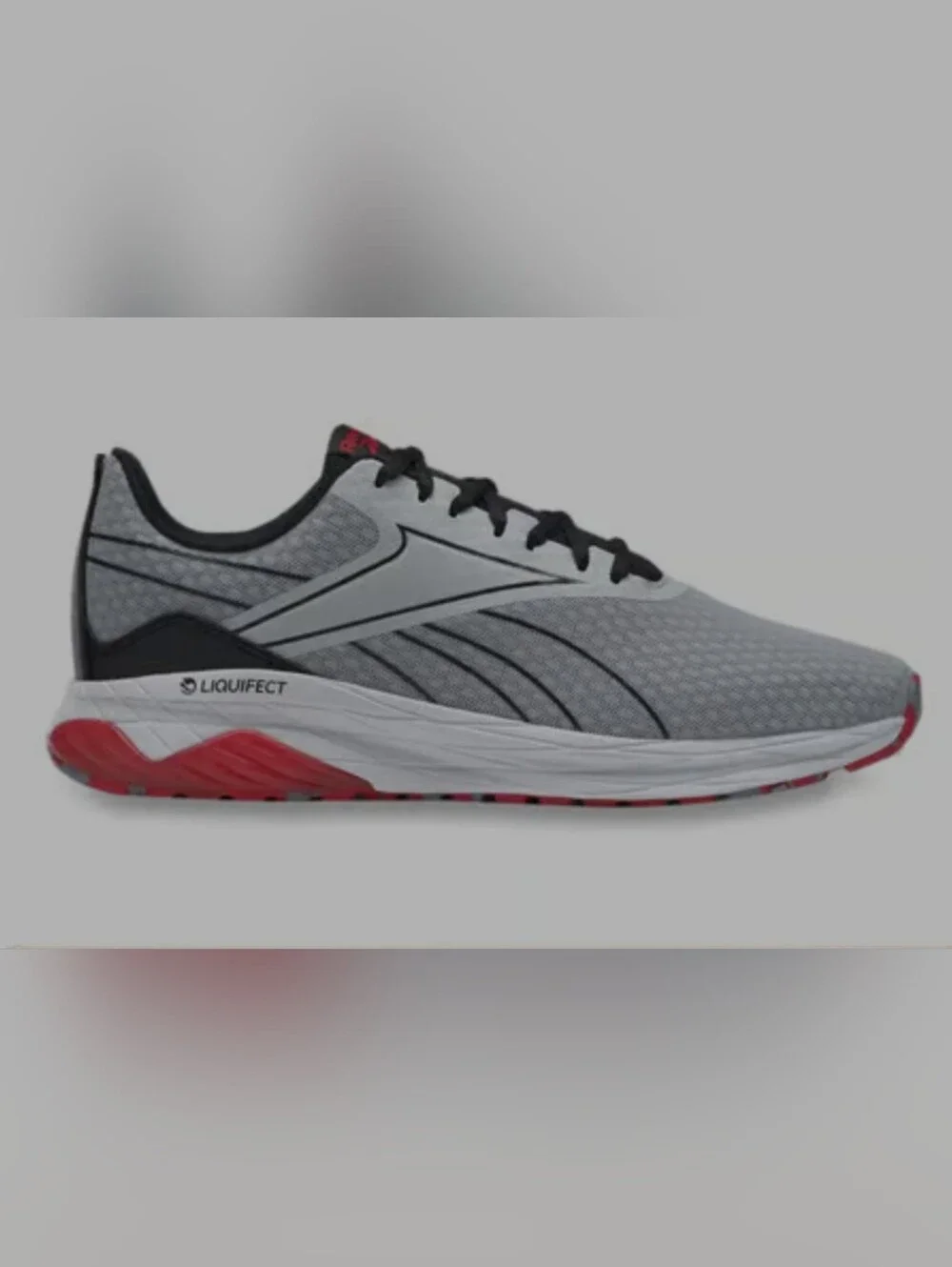 Reebok Gray and Black Running Shoe with Red Accents Men's LIQUIFECT Men 8.5